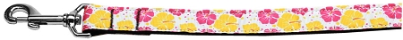 Pink and Yellow Hibiscus Flower Nylon Dog Leash 3/8 inch wide 6ft Long